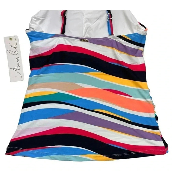 Anne Cole Womens XS Wavy Stripe Halter Tankini Swim Top - Picture 13 of 14